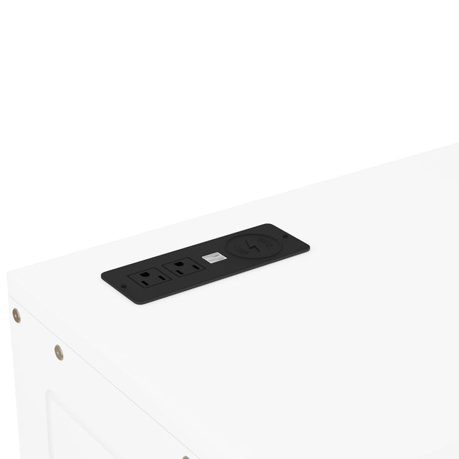 Full Size Murphy Bed with Shelves, Cabinets, and USB Ports – White
