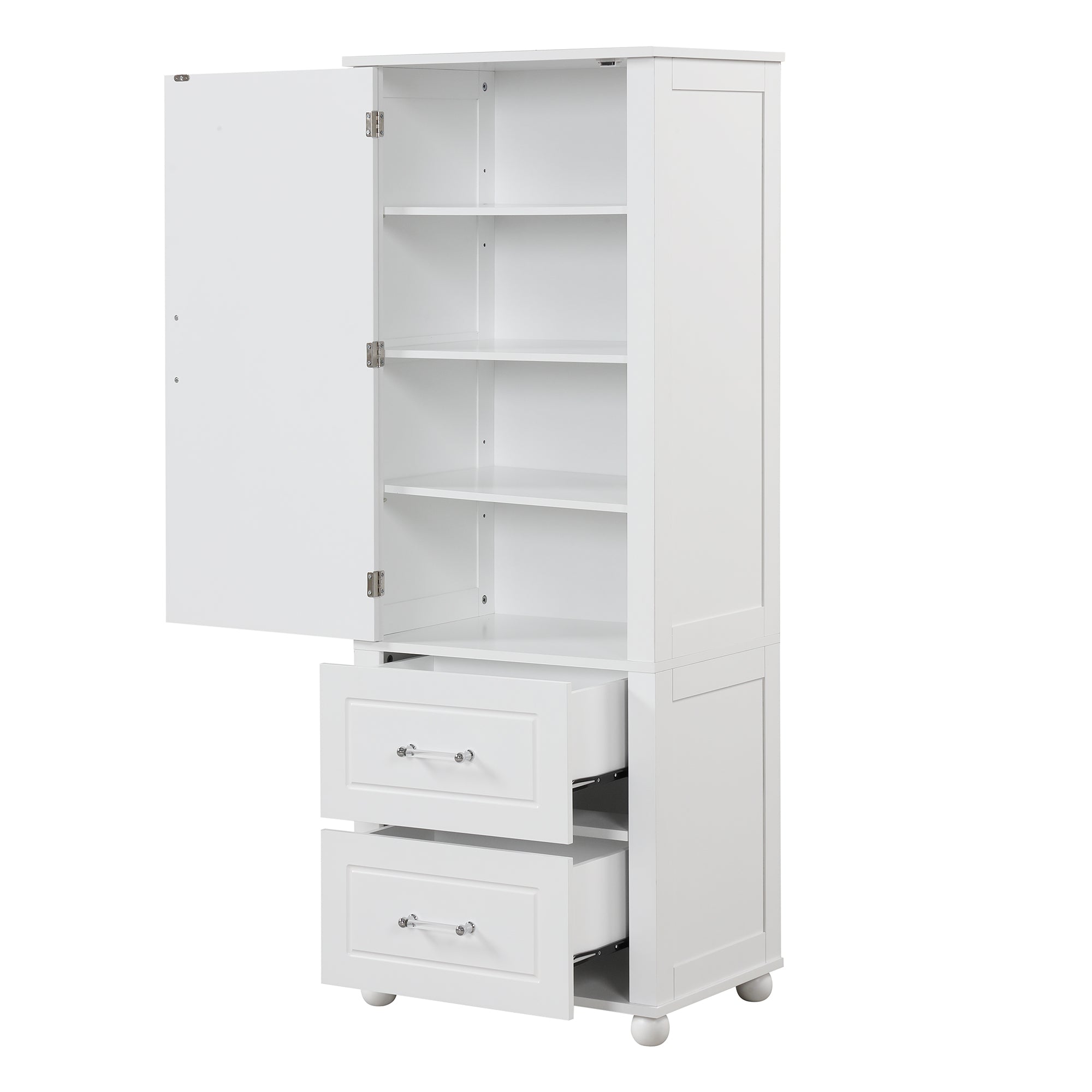 Armadietto Bagno Alto con Cassetti e Ripiano Regolabile