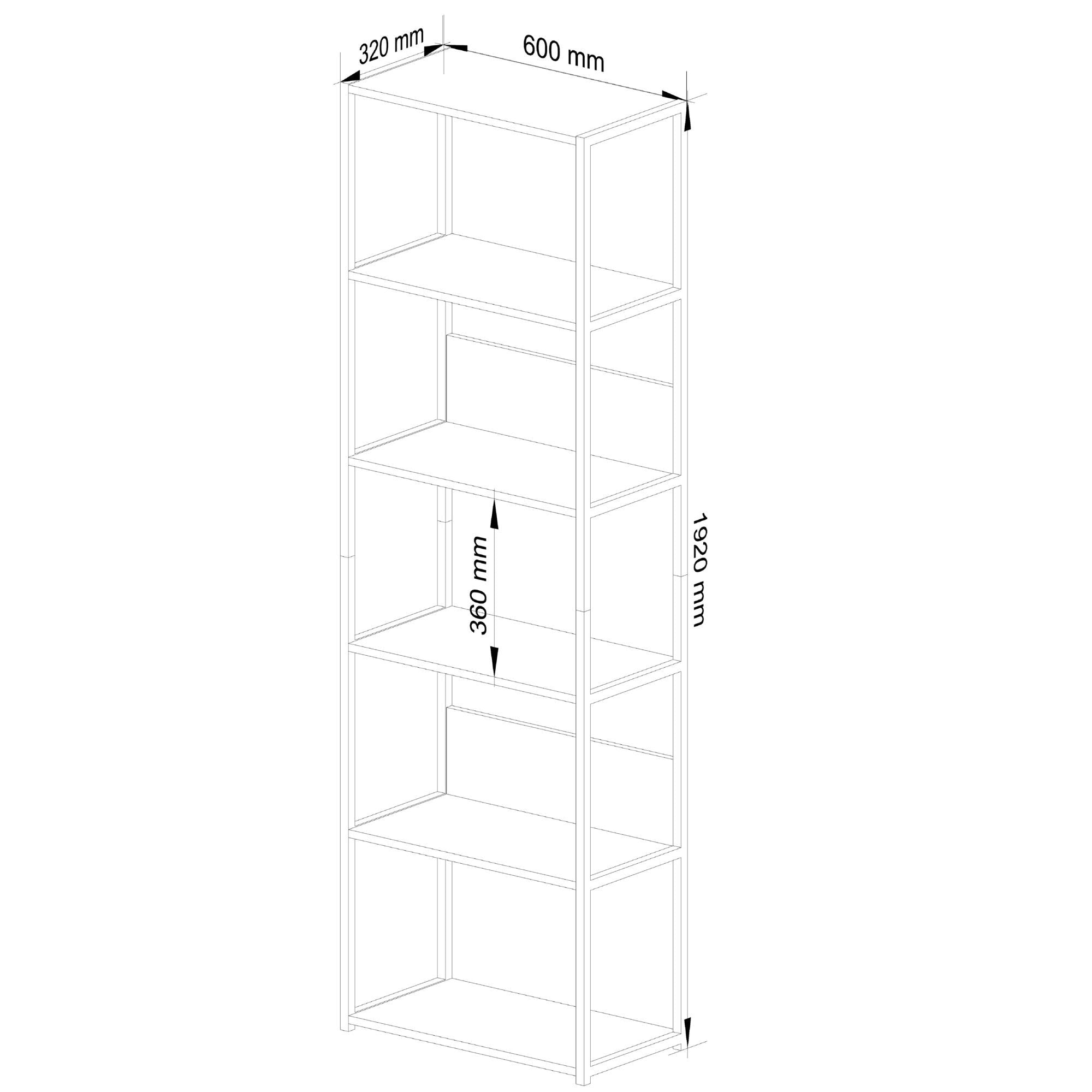Scaffale Loft 60 cm 6 Ripiani – Bianco/Rovere