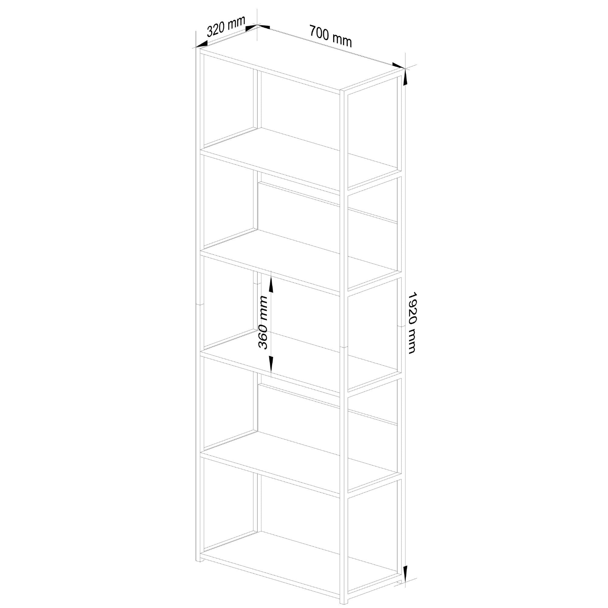 Libreria Loft 70 cm 6 Ripiani – Bianco/Bianco