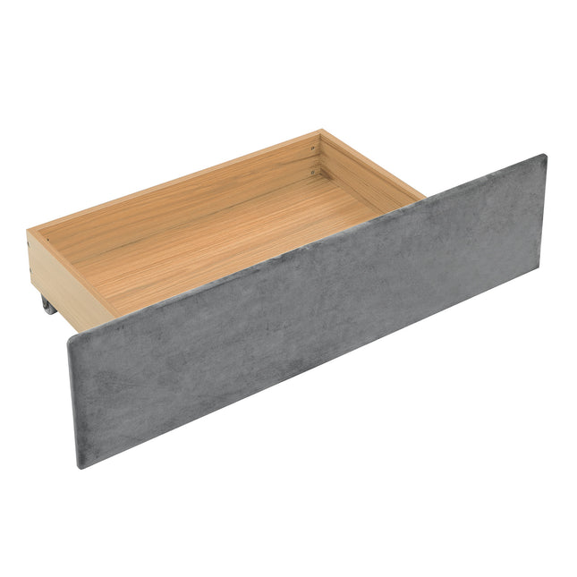 Queen Size Upholstered Platform Bed with Four Drawers on Two Sides and Adjustable Headboard – Grey Queen Size Bed, Upholstered Platform Bed, Storage