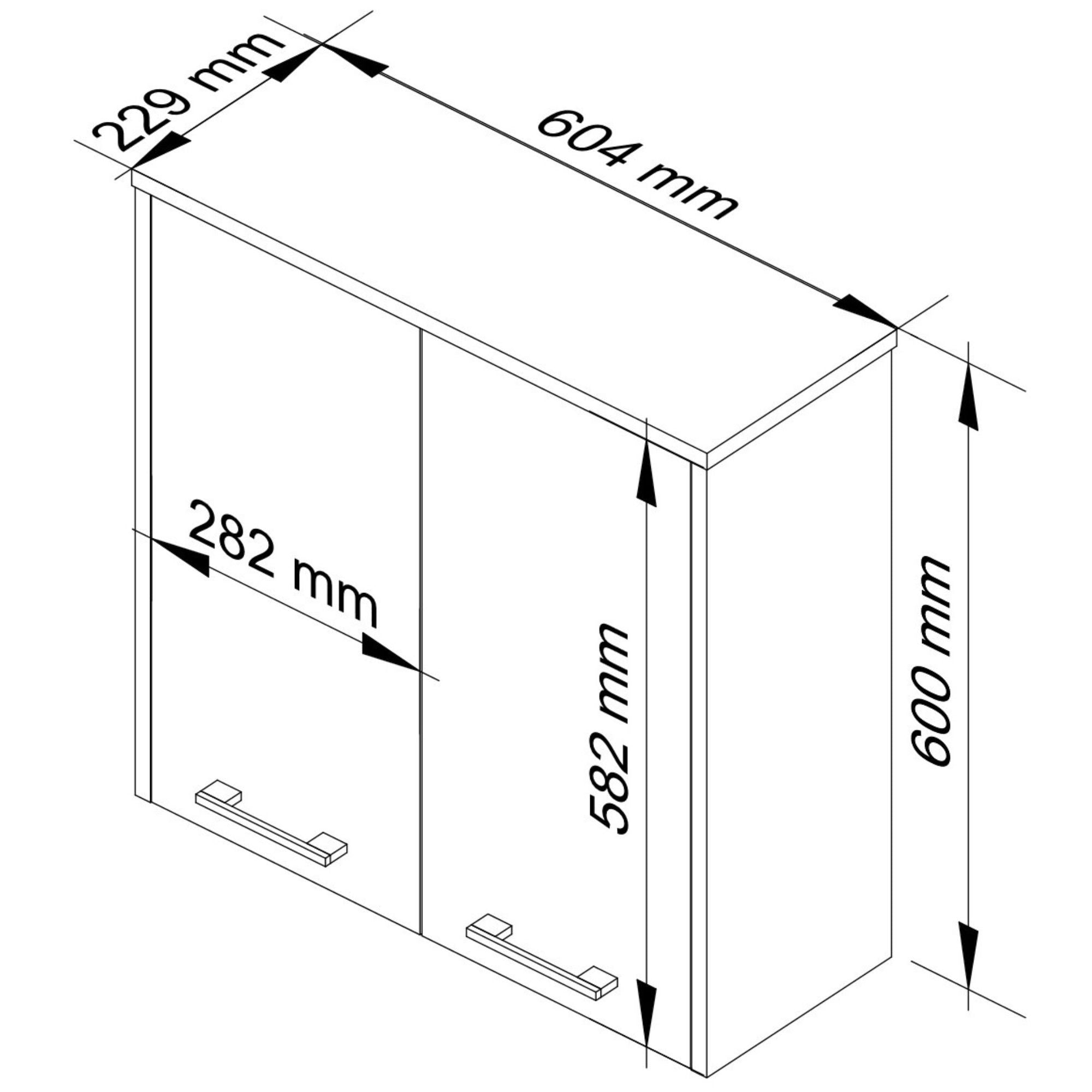 Armadietto Bagno 60 cm 2 Ante – Bianco/Cappuccino Lucido