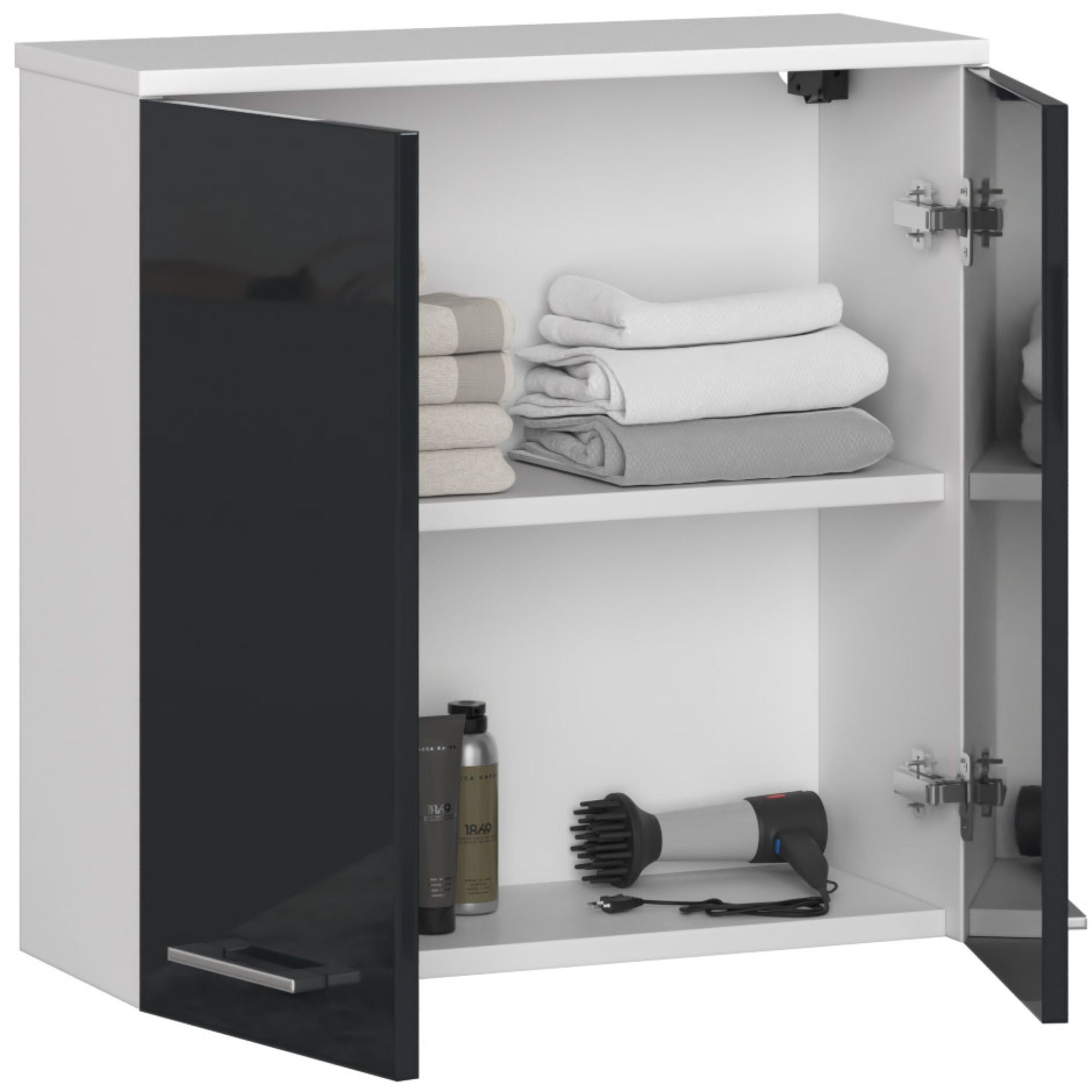 Armadietto Bagno Aria 60 cm 2 Ante – Bianco/Grafite