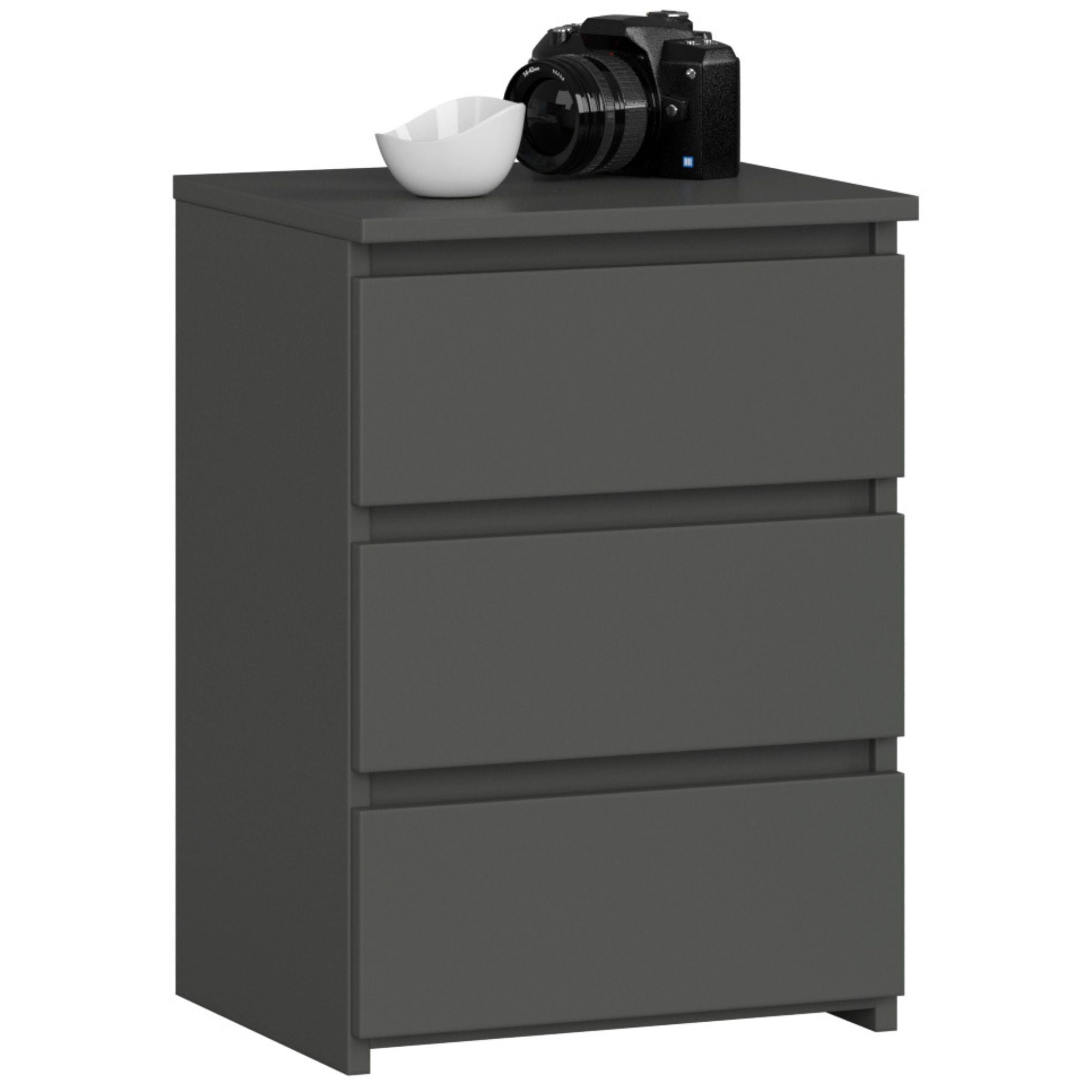 Comodino Nobile 40 cm 3 Cassetti – Grafite Grigio