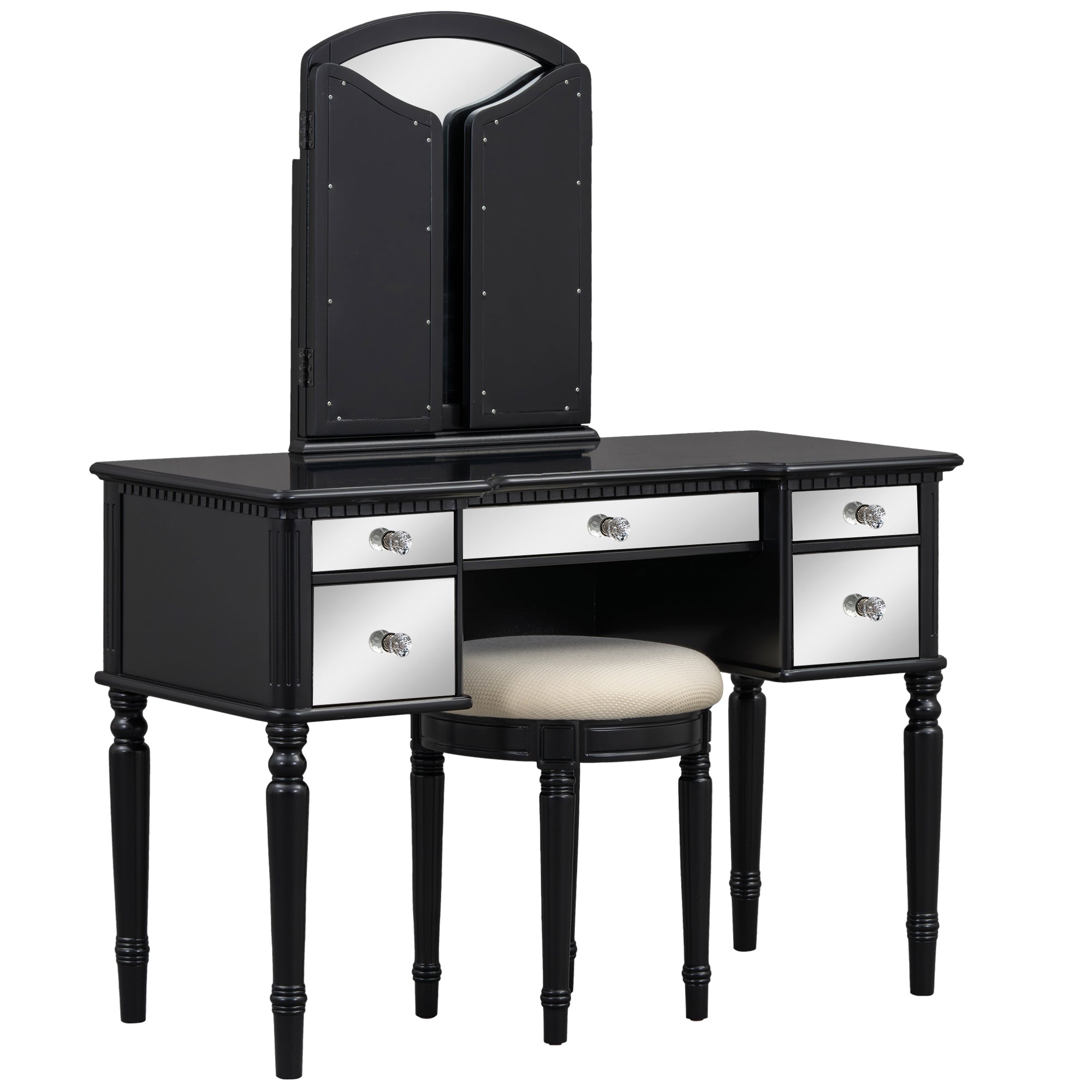 Set Toeletta Nera 109cm con Sgabello
