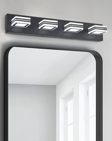 LED Modern Black Vanity Lights – 4-Lights Acrylic Matte Black Bathroom Vanity Lights for Over Mirror