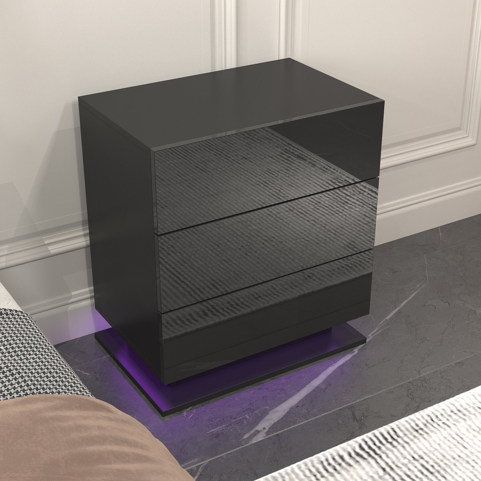 Comodino Nero con LED RGB