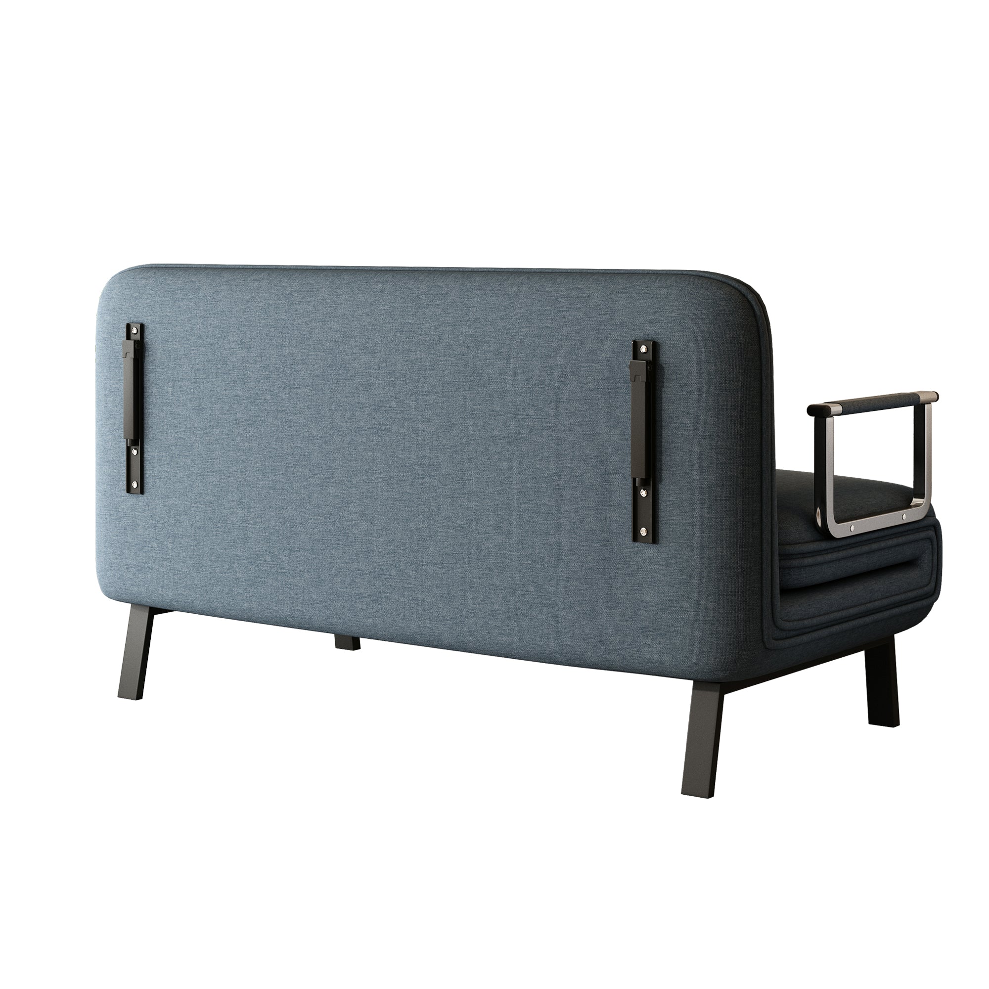Poltrona Letto Convertibile Tri-Fold 140cm con Schienale Regolabile - Blu e Grigio