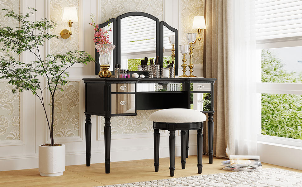 Set Toeletta Nera 109cm con Sgabello