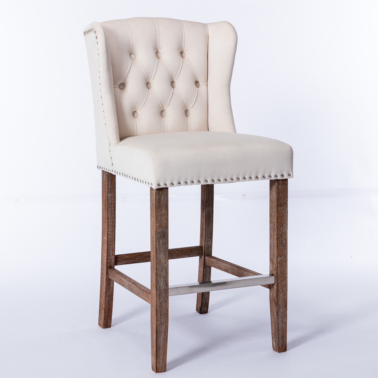 Sgabelli Bar Set 2 Velluto Beige