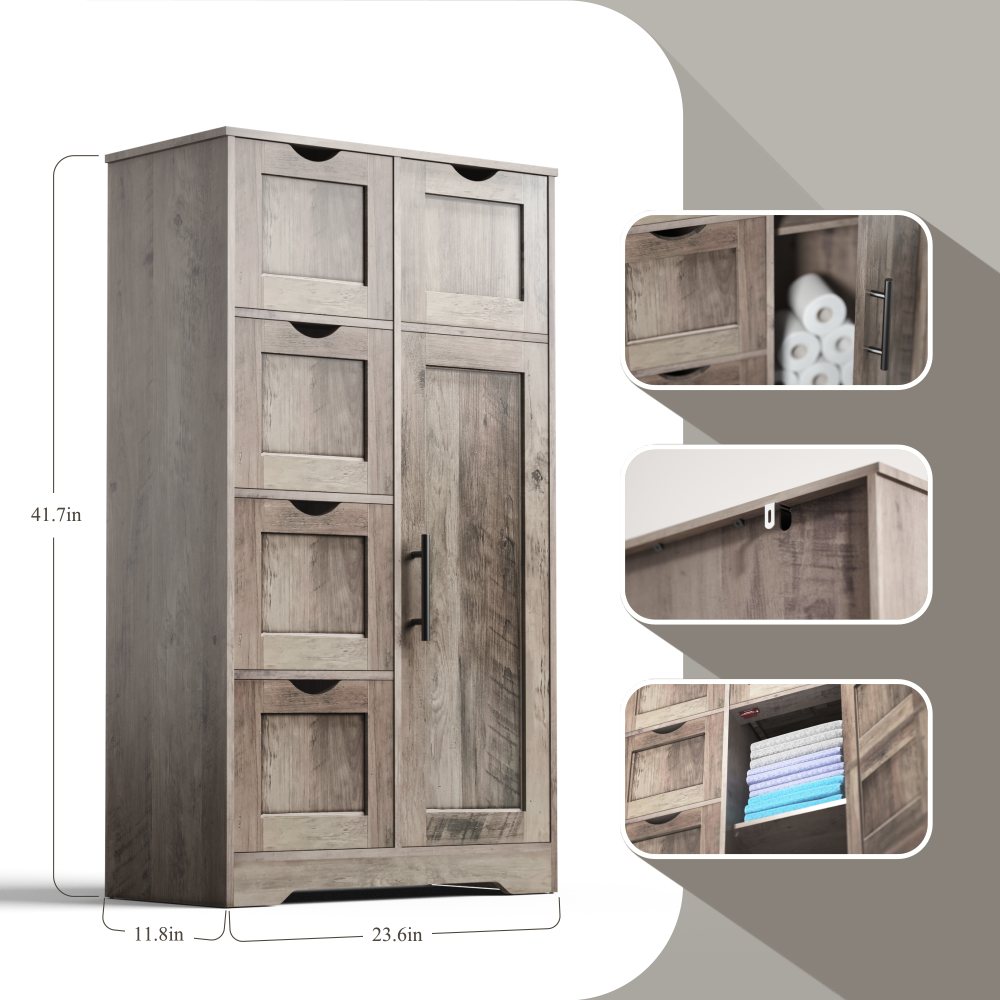 Mobile Bagno 5 Cassetti 1 Anta Grigio