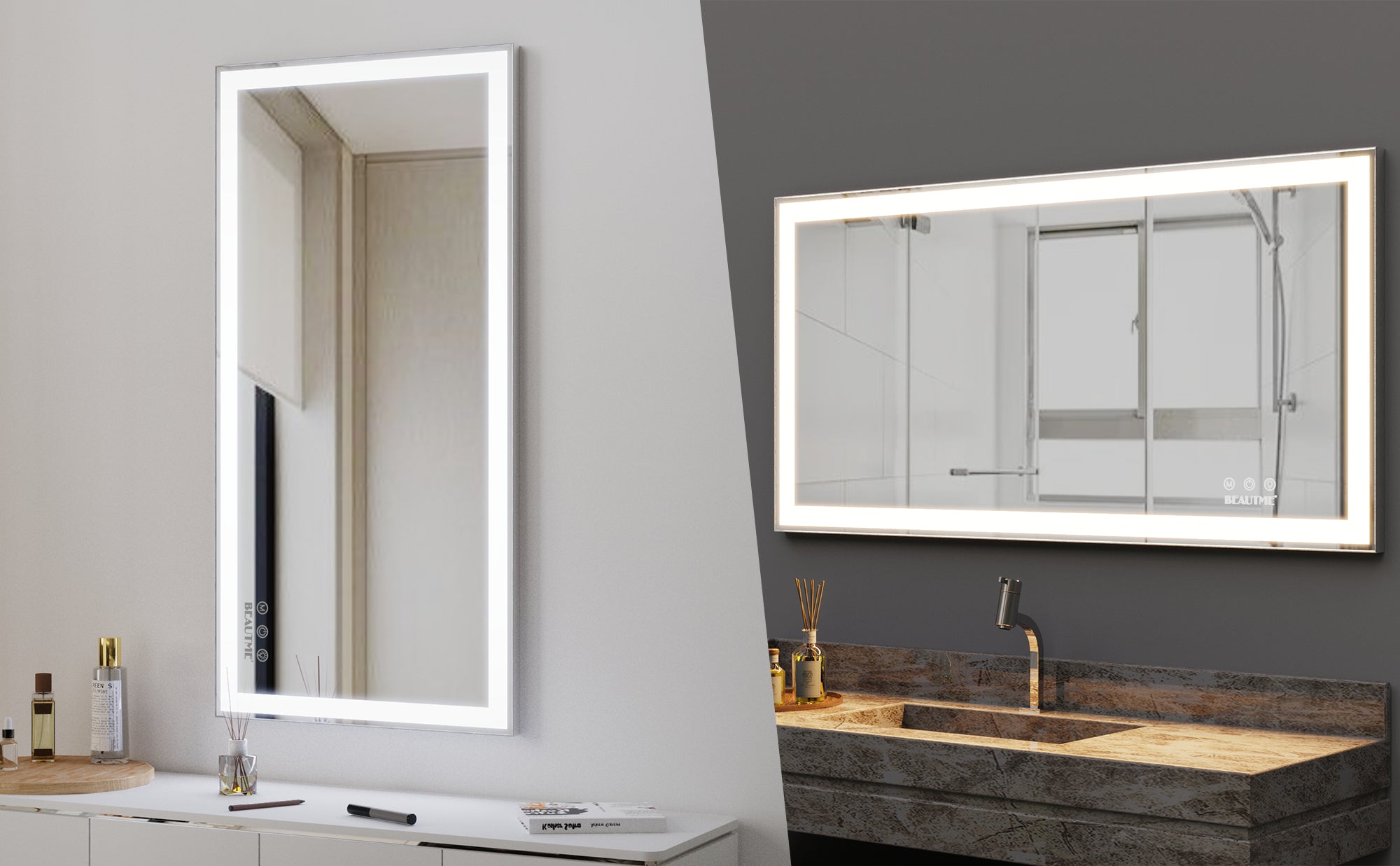 Specchio LED Bagno 122x61cm Antiappannamento