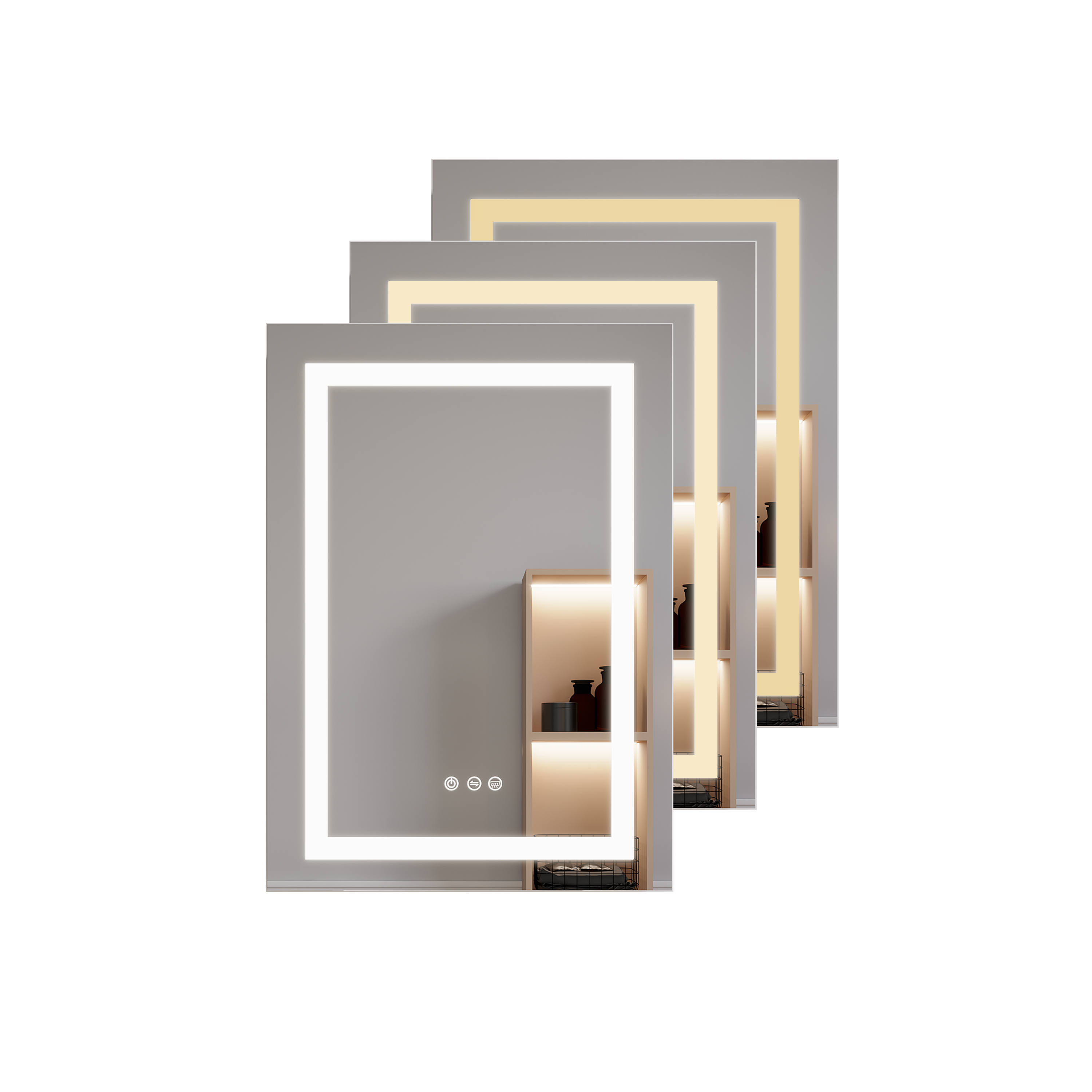 Armadietto Bagno LED 66x51cm Antiappannamento
