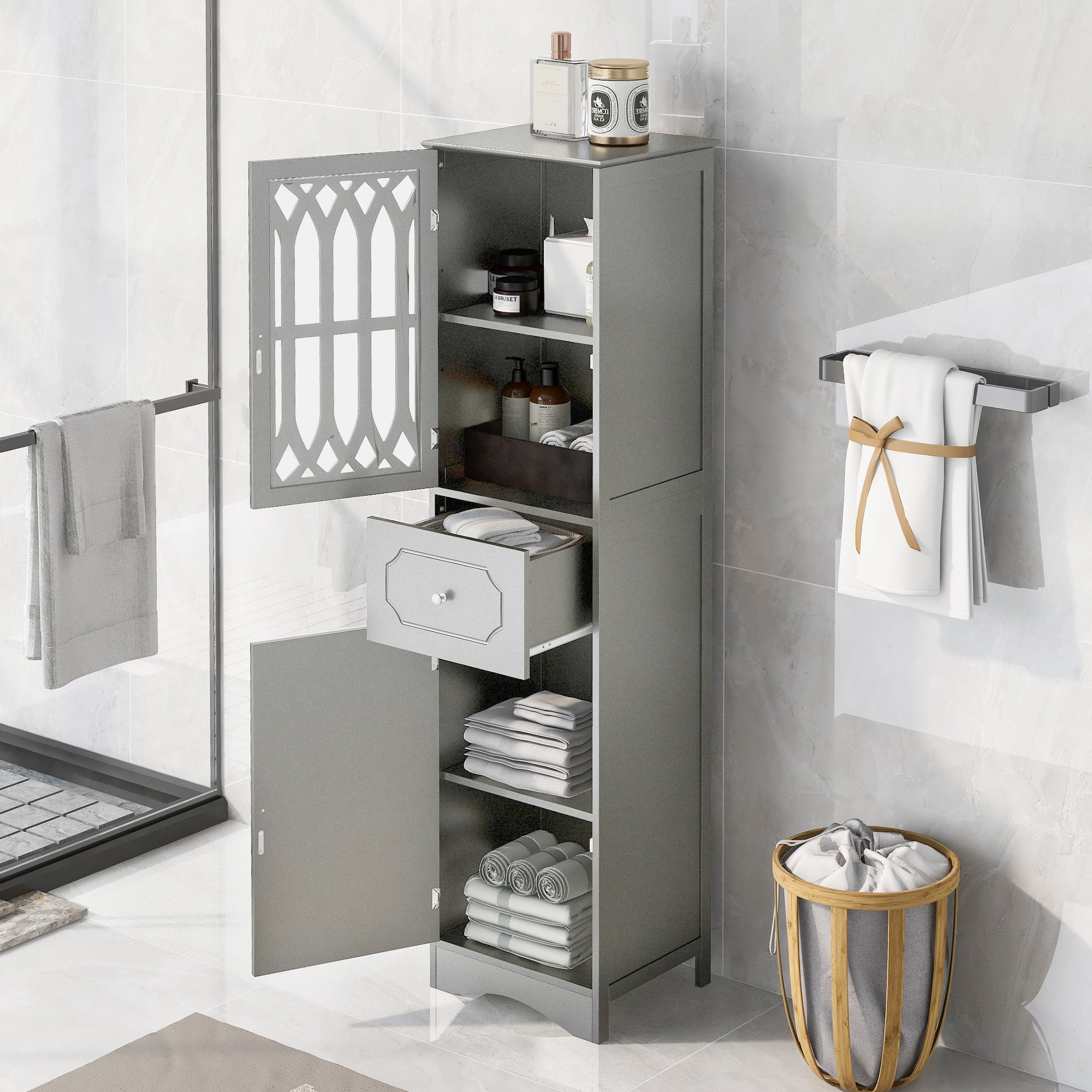 Mobile Bagno Alto con Cassetto Grigio