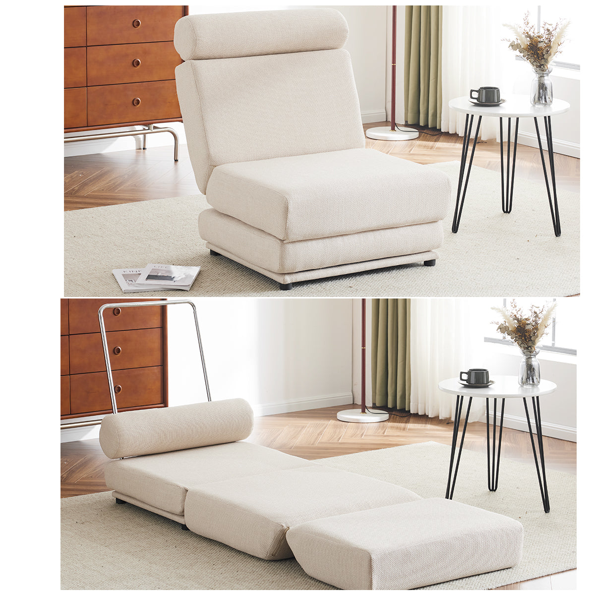 Poltrona Letto Pieghevole Bianco Crema