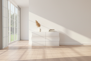 Cassettiera Onda 6 Cassetti 155x40x81 cm – Bianco Lucido