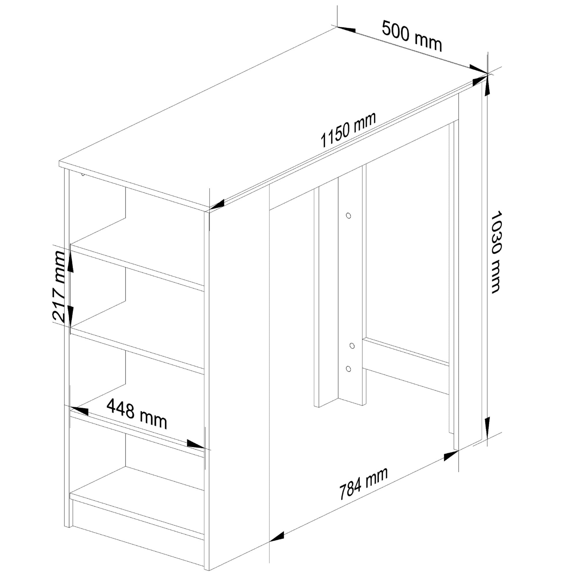 Tavolo Bar 115 cm Bianco / Rovere Sonoma