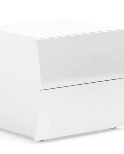 Comodino ARCO 2 cassetti - Bianco laccato lucido