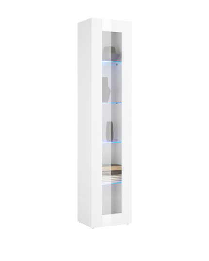 Vetrina MARUSKA 1 anta - Bianco laccato lucido legno nobilitato Bianco laccato lucido