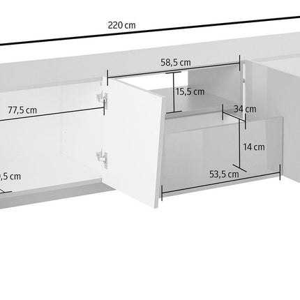 Porta tv VEGA 220 cm 4 ante battenti + 1 cassetto.