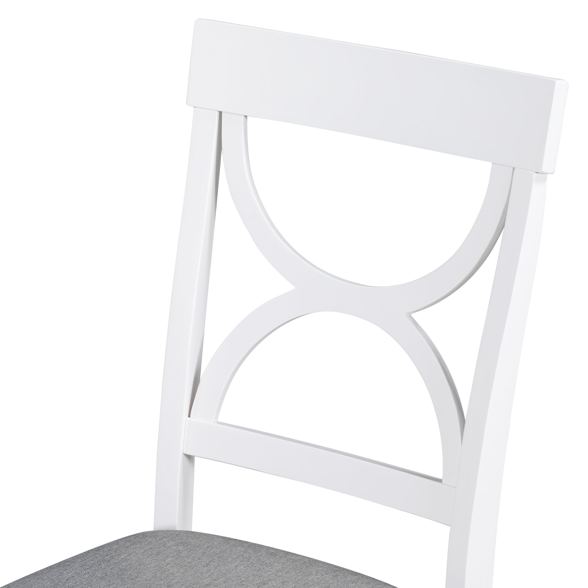 Set Tavolo Pranzo 6 Pezzi Legno Grigio Bianco