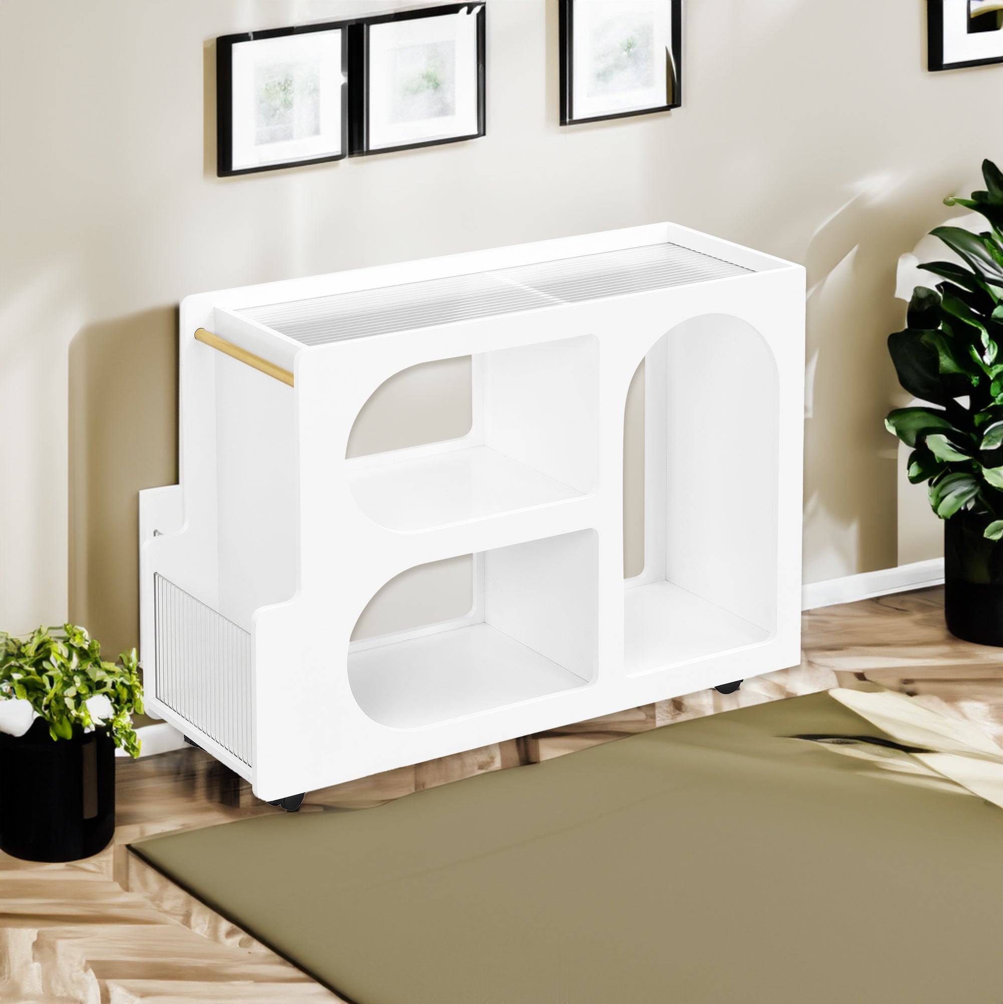 Tavolino Mobile Bianco Vetro Temperato