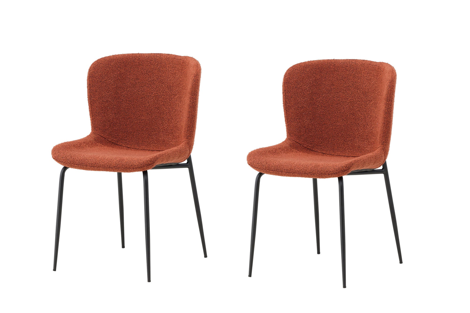 Modesto Dining Chair 2-pack - Black Legs / Roasty Boucle