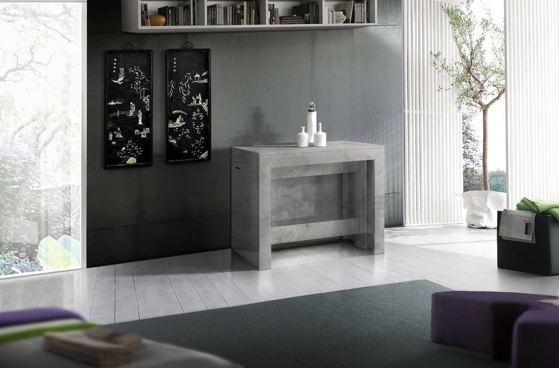 Set 2 panche allungabili PRATIKA - Bronx Concrete