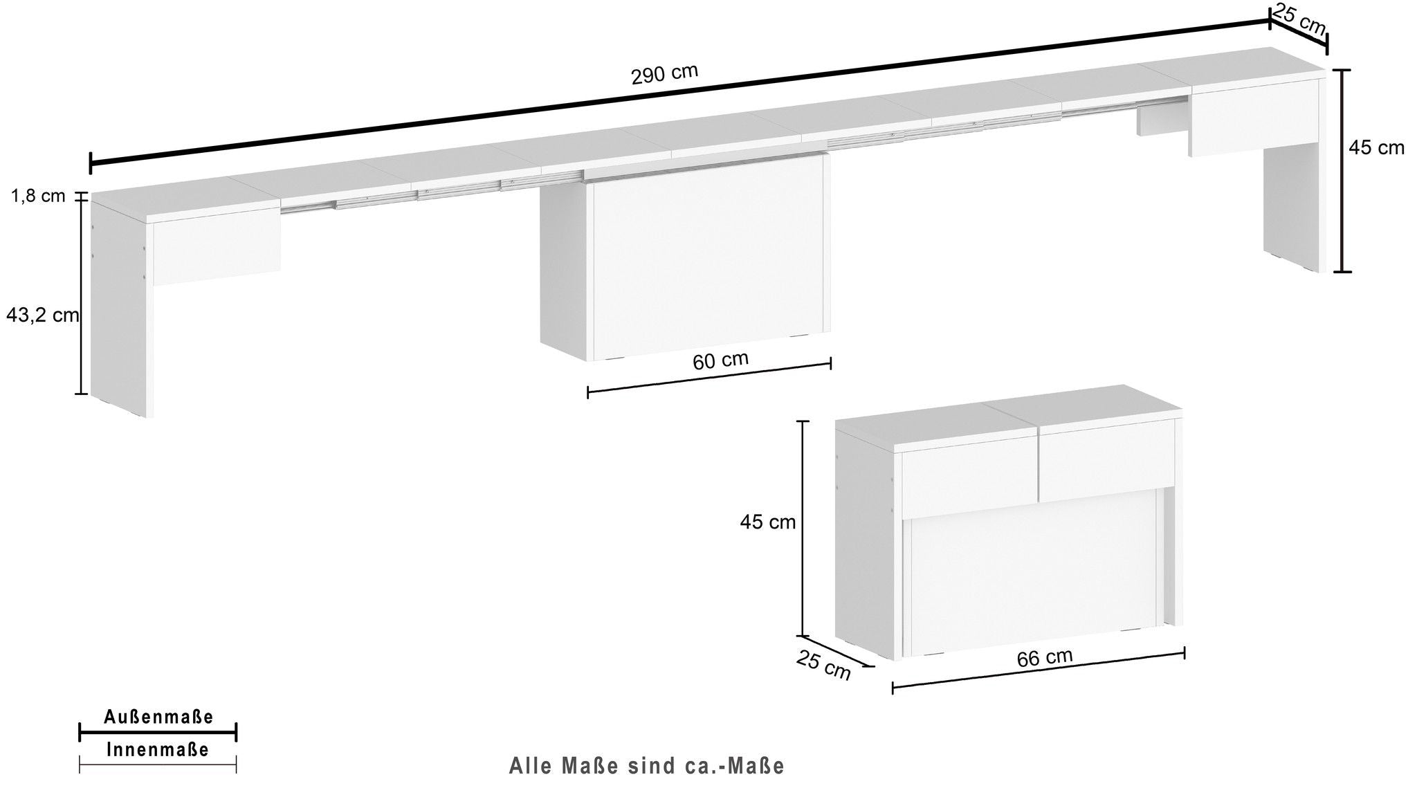 Set 2 panche allungabili PRATIKA