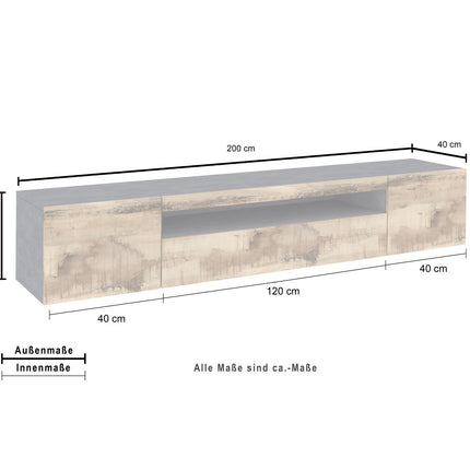 Porta tv DAIQUIRI 200 cm 2 ante battenti + 1 anta a ribalta.