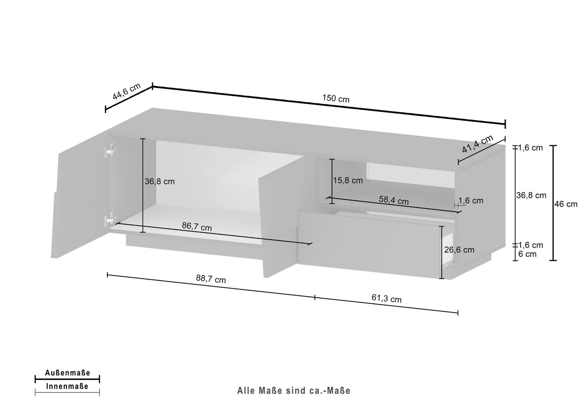 Porta TV PONGO 150 cm.