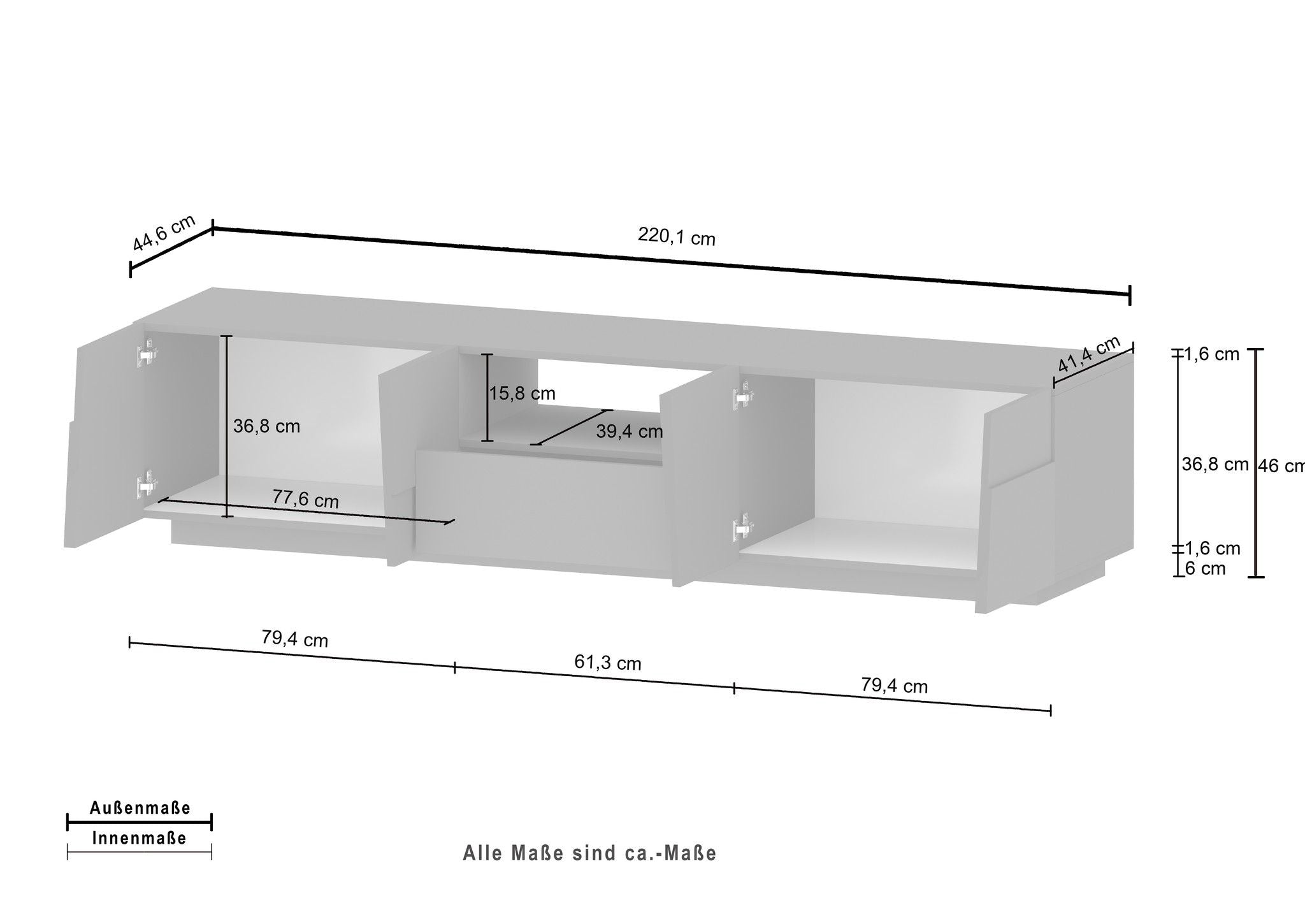 Porta TV PONGO da 220 cm.