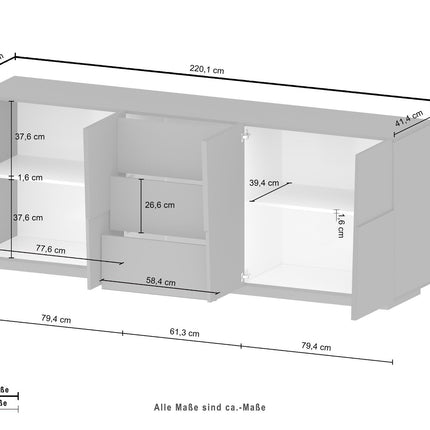 Credenza PONGO a 4 ante e 3 cassetti.