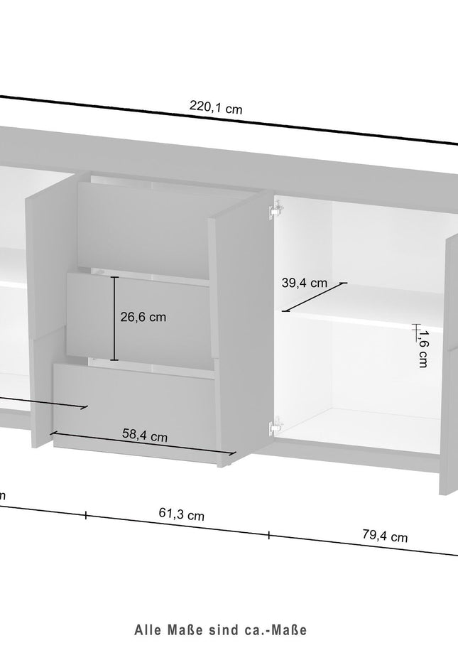 Credenza PONGO a 4 ante e 3 cassetti.