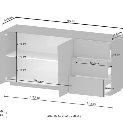 Credenza PONGO da 180 cm 2 ante e 3 cassetti.