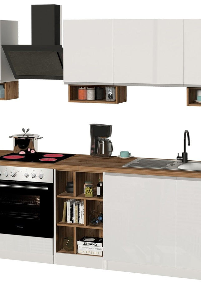 Cucina lineare SOLE da 256 cm, composizione 1