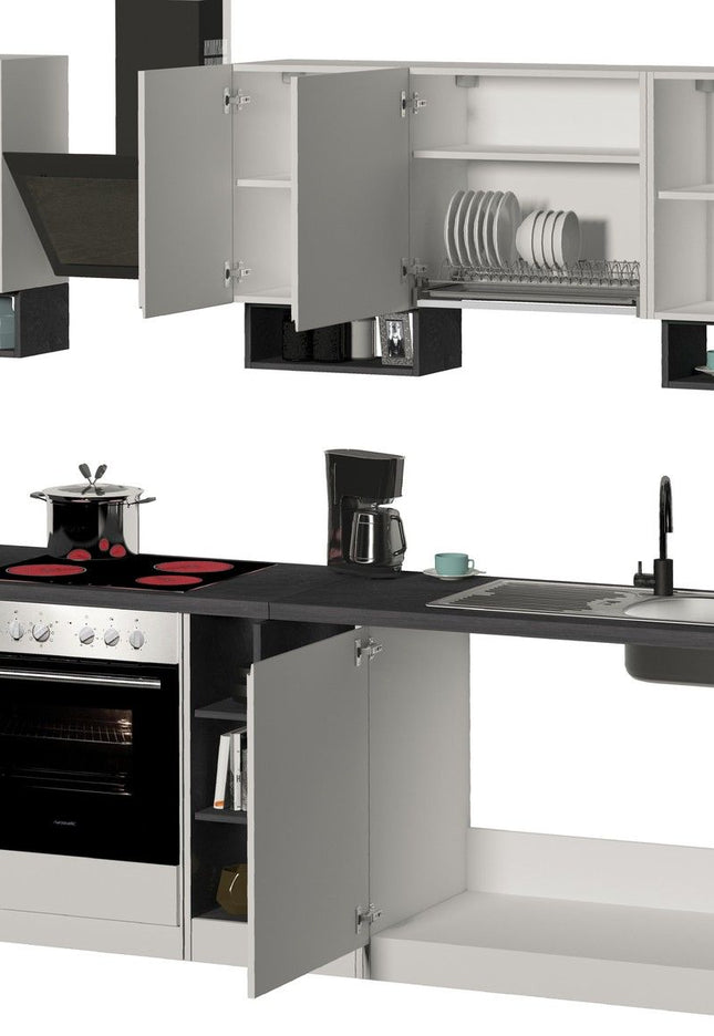 Cucina lineare SOLE da 256 cm, composizione 1