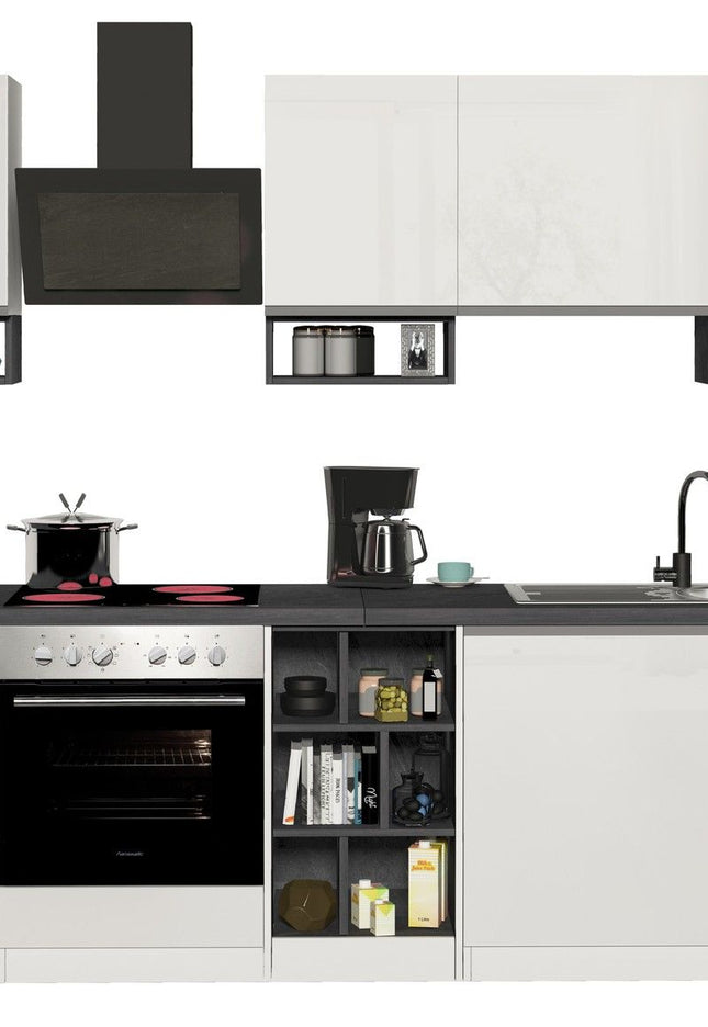 Cucina lineare SOLE da 256 cm, composizione 1