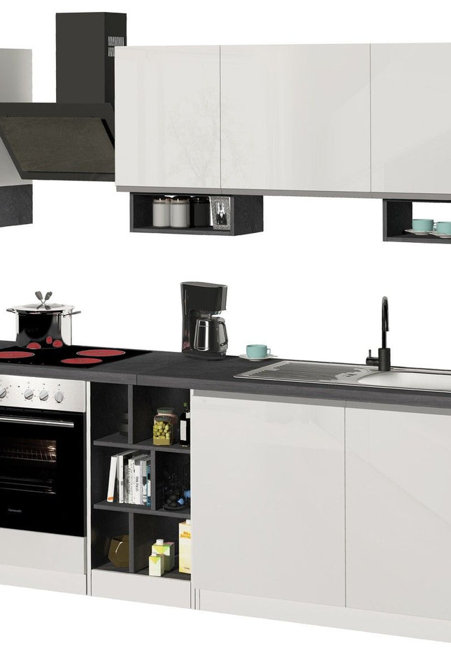Cucina lineare SOLE da 256 cm, composizione 1
