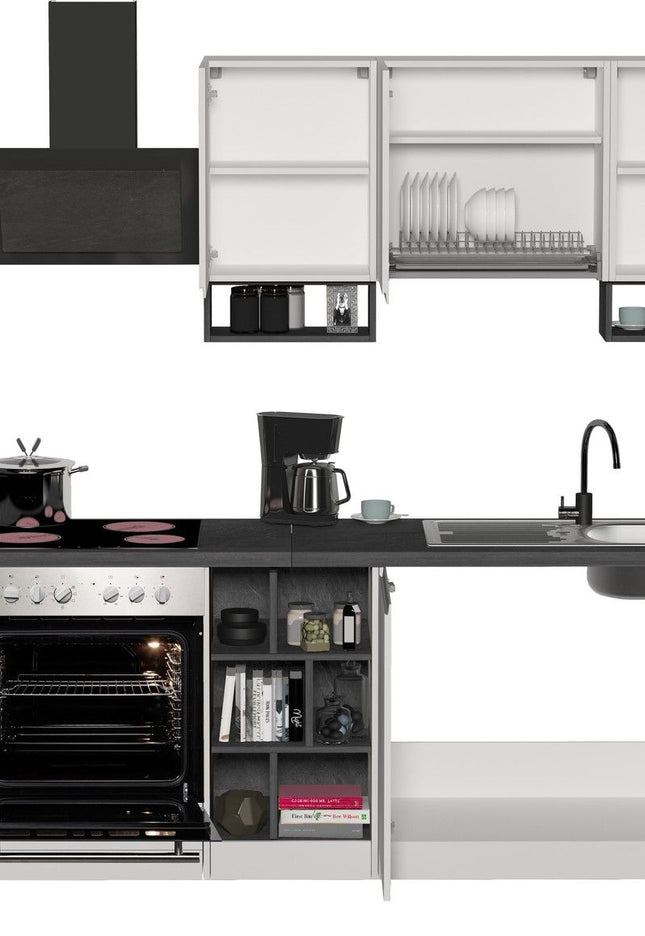 Cucina lineare SOLE da 256 cm, composizione 1