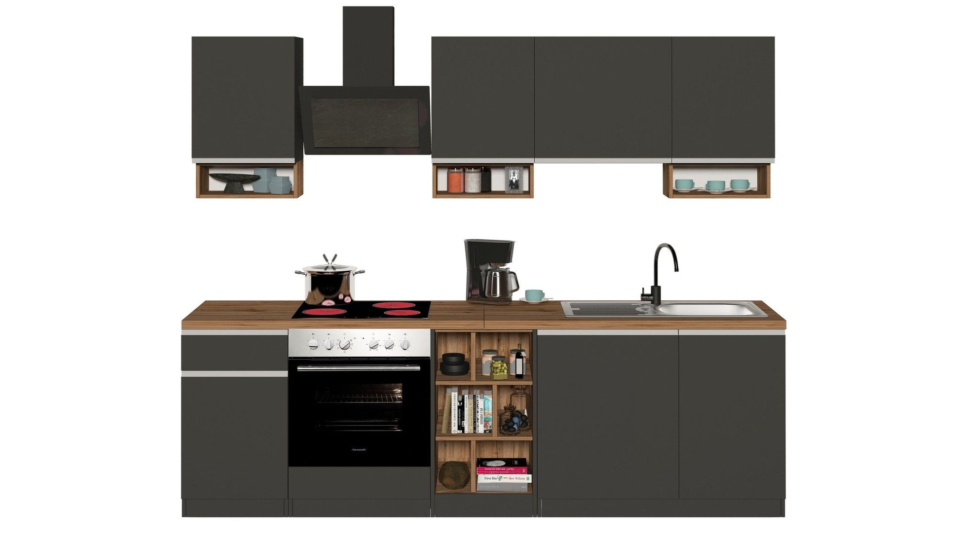 Cucina lineare SOLE da 256 cm, composizione 1.
