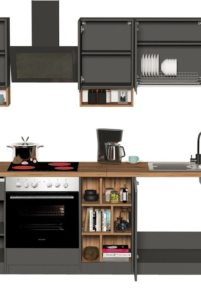 Cucina lineare SOLE da 256 cm, composizione 1.