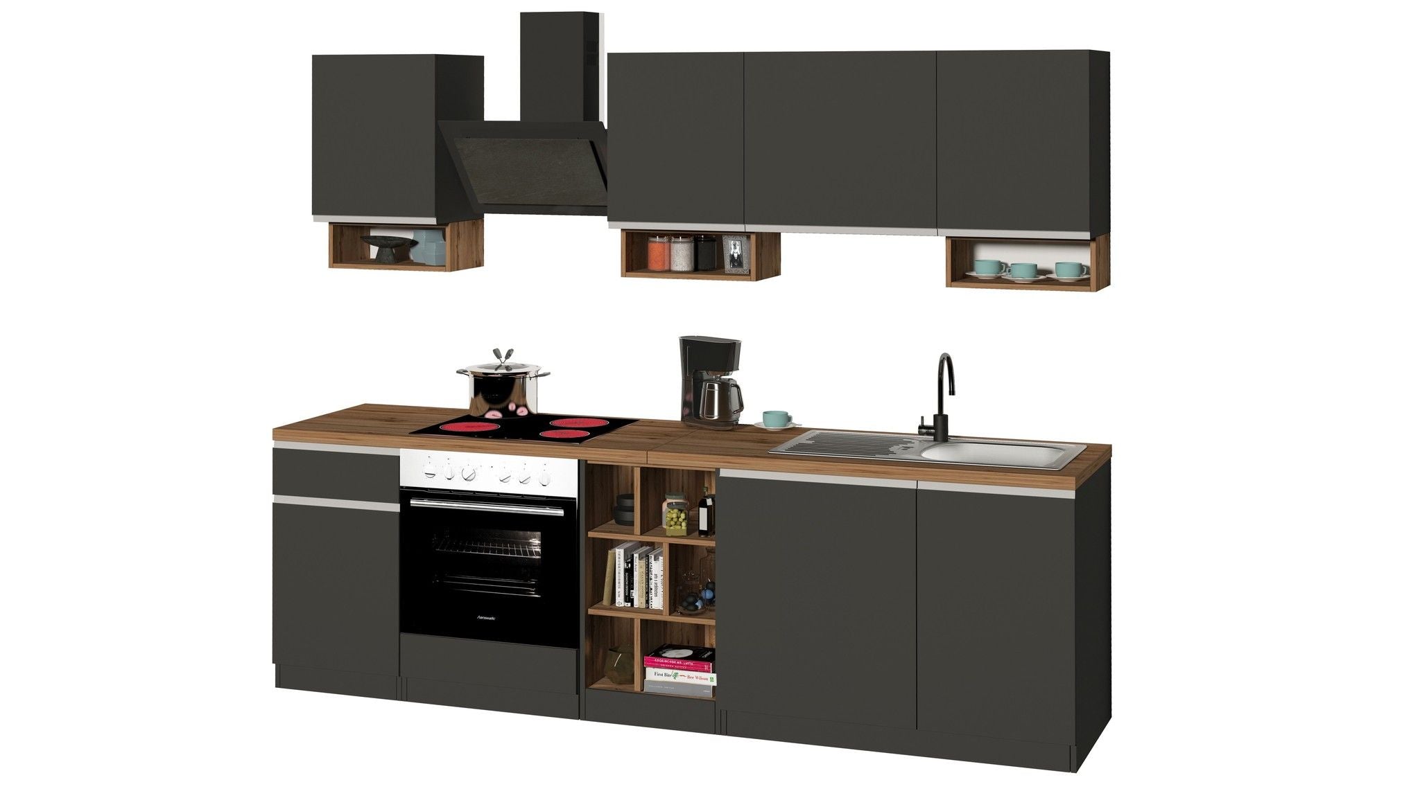 Cucina lineare SOLE da 256 cm, composizione 1.