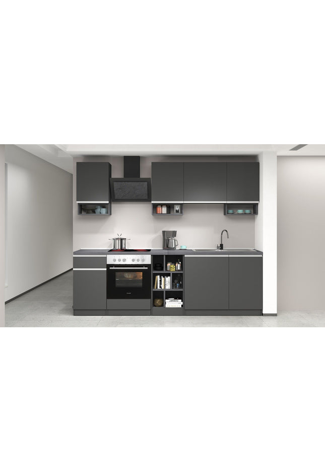 Cucina lineare SOLE da 256 cm, composizione 1.