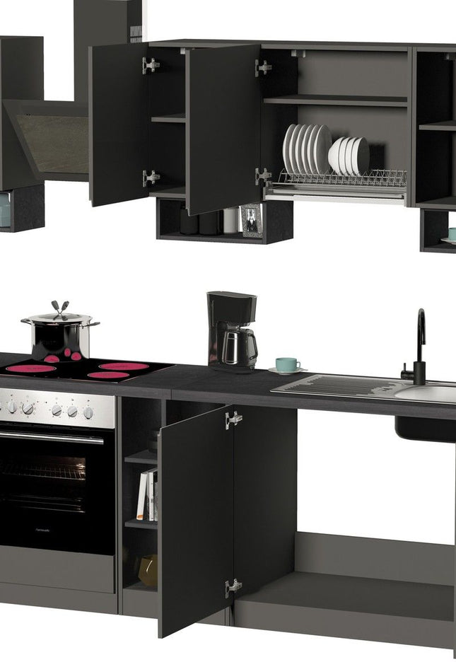 Cucina lineare SOLE da 256 cm, composizione 1.