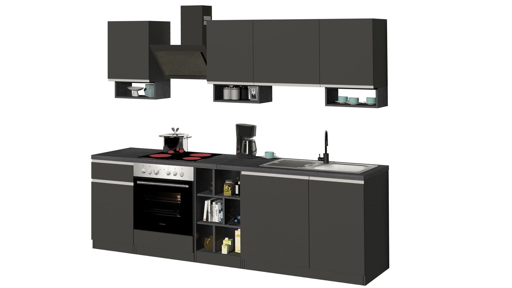 Cucina lineare SOLE da 256 cm, composizione 1.