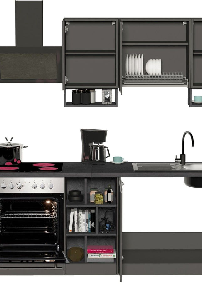 Cucina lineare SOLE da 256 cm, composizione 1.