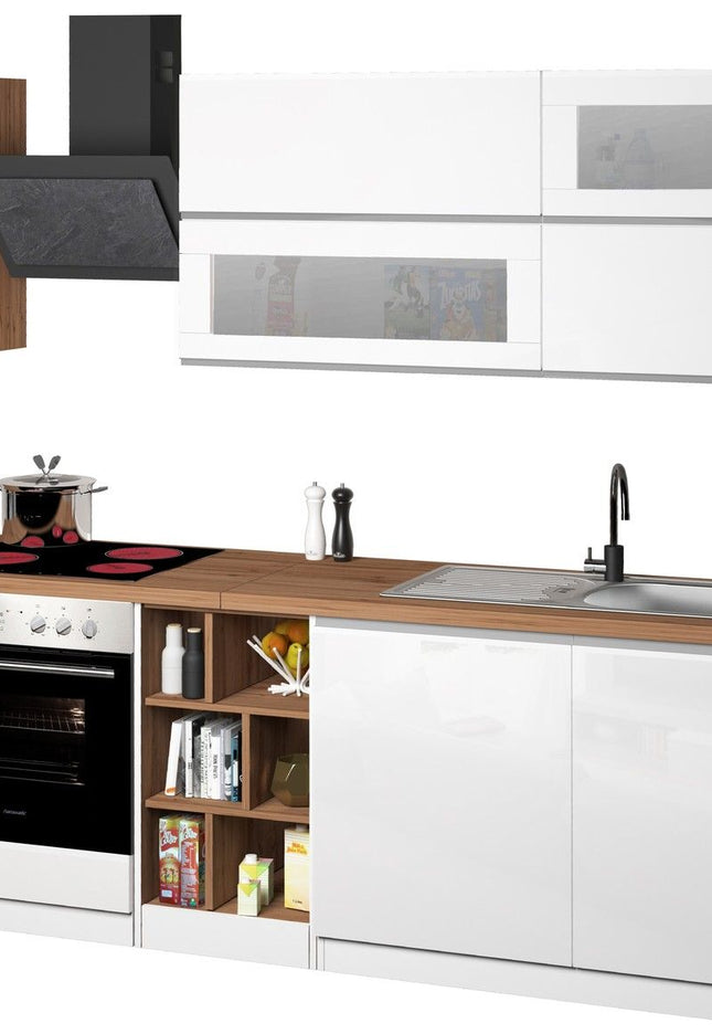 Cucina lineare SOLE 256 cm, composizione 3