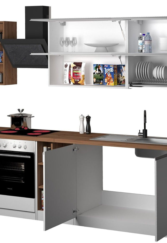 Cucina lineare SOLE 256 cm, composizione 3