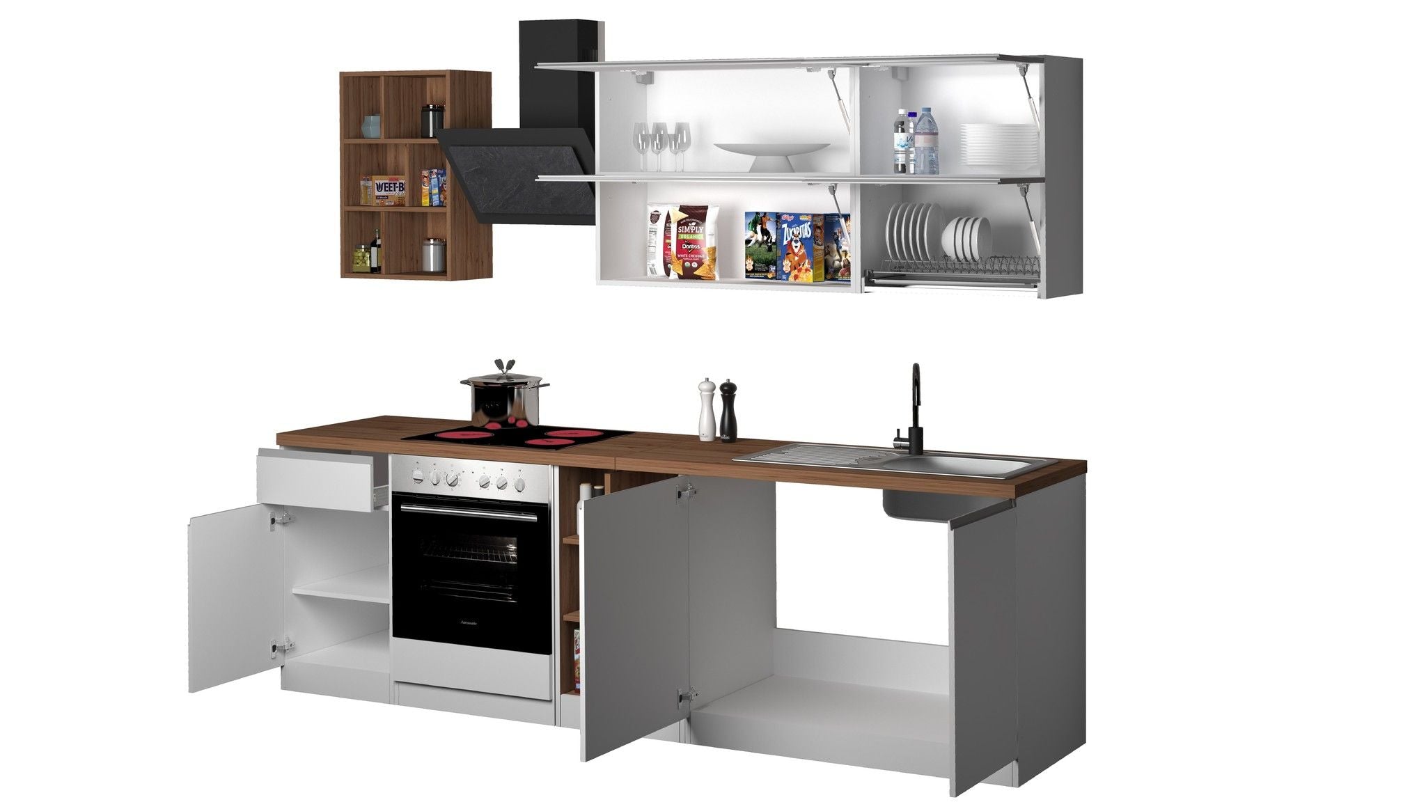 Cucina lineare SOLE 256 cm, composizione 3